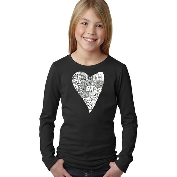 LA Pop Art Girl's Word Art Long Sleeve - Lots of Love