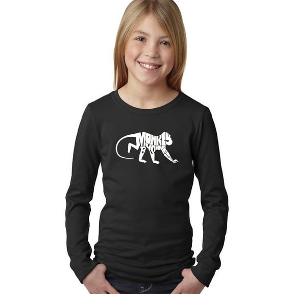 LA Pop Art Girl's Word Art Long Sleeve - Monkey Business