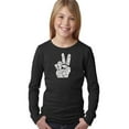 thumbnail image 1 of LA Pop Art Girl's Word Art Long Sleeve - PEACE FINGERS, 1 of 2