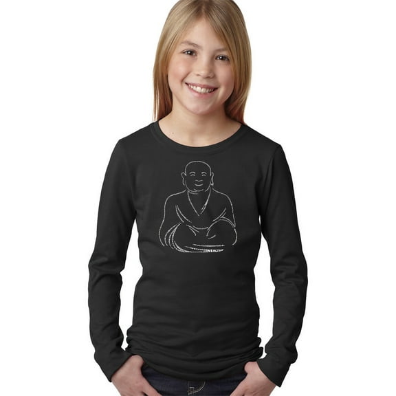 LA Pop Art Girl's Word Art Long Sleeve - POSITIVE WISHES