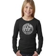 thumbnail image 1 of LA Pop Art Girl's Word Art Long Sleeve - SMILE IN DIFFERENT LANGUAGES, 1 of 2