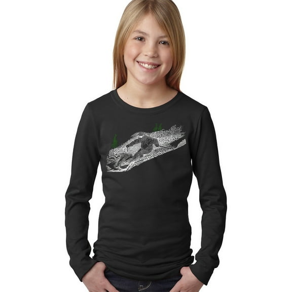 LA Pop Art Girl's Word Art Long Sleeve - Ski
