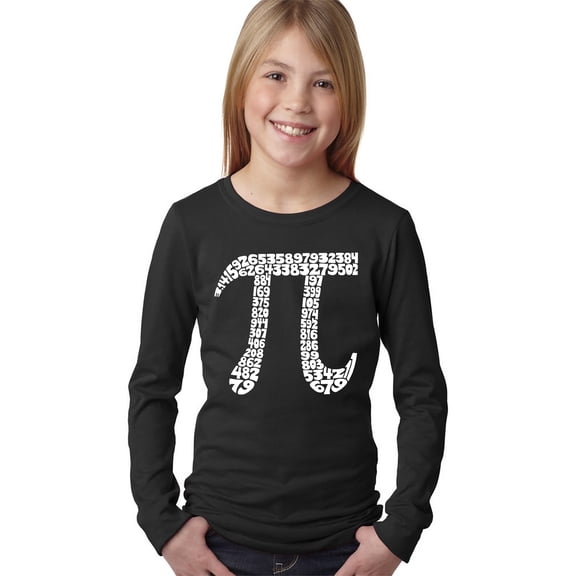 LA Pop Art Girl's Word Art Long Sleeve - THE FIRST 100 DIGITS OF PI