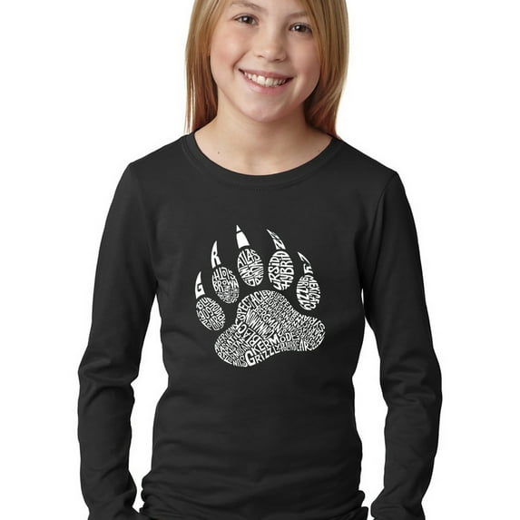 LA Pop Art Girl's Word Art Long Sleeve - Types of Bears