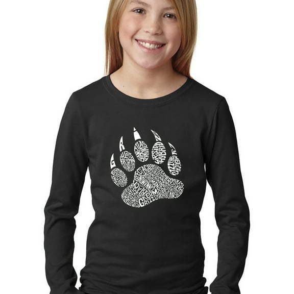 LA Pop Art Girl's Word Art Long Sleeve - Types of Bears