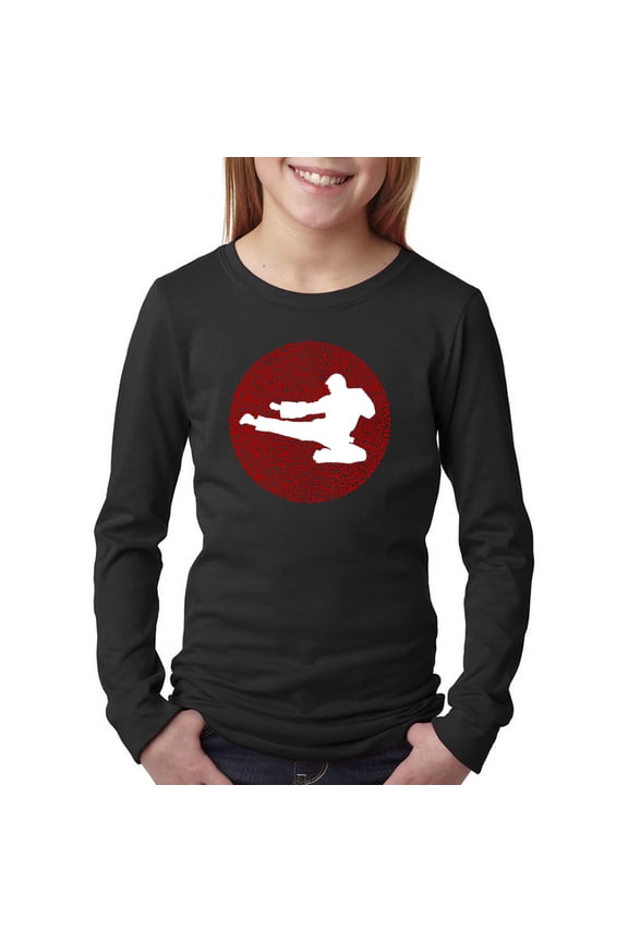 Girl's Word Art Long Sleeve - Types of Martial Arts