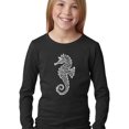 thumbnail image 1 of LA Pop Art Girl's Word Art Long Sleeve - Types of Seahorse, 1 of 2