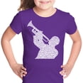 thumbnail image 1 of LA Pop Art Girl's Word Art T-shirt - ALL TIME JAZZ SONGS, 1 of 2