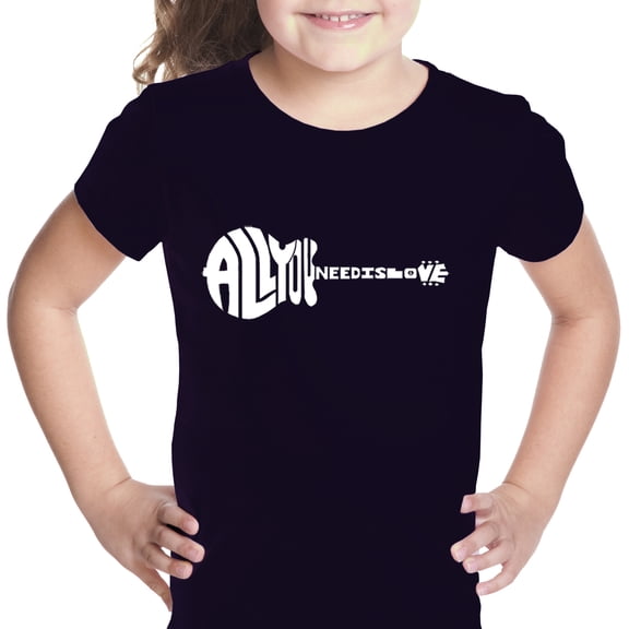 LA Pop Art Girl's Word Art T-shirt - All You Need Is Love