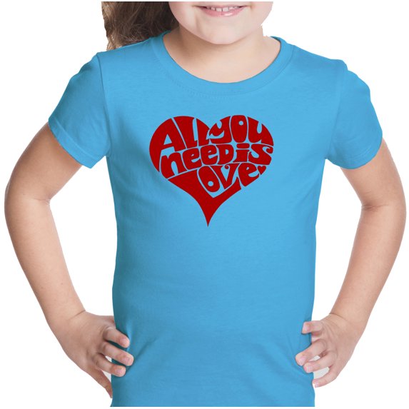 LA Pop Art Girl's Word Art T-shirt - All You Need Is Love