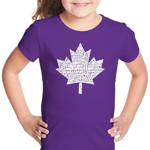 LA Pop Art Girl's Word Art T-shirt - CANADIAN NATIONAL ANTHEM