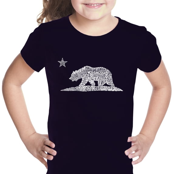 LA Pop Art Girl's Word Art T-shirt - California Bear