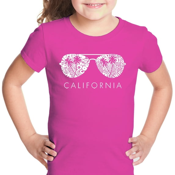 LA Pop Art Girl's Word Art T-shirt - California Shades