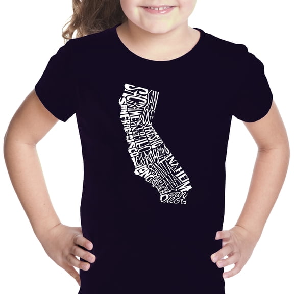 LA Pop Art Girl's Word Art T-shirt - California State