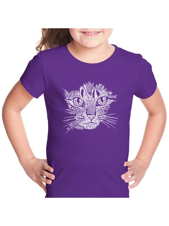 Girl's Word Art T-shirt - Cat Face