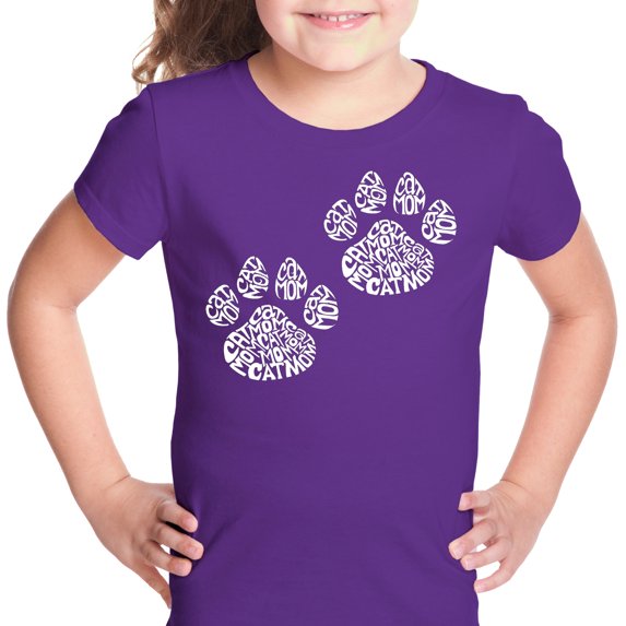 LA Pop Art Girl's Word Art T-shirt - Cat Mom