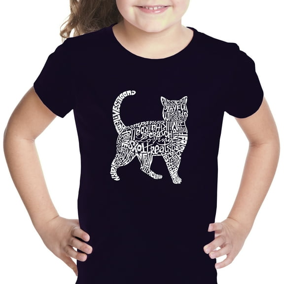 LA Pop Art Girl's Word Art T-shirt - Cat