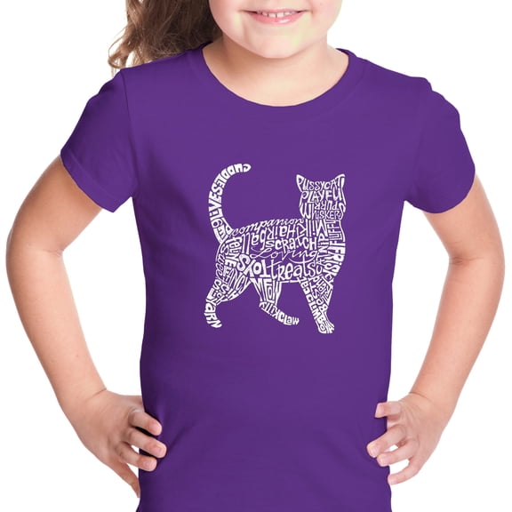 LA Pop Art Girl's Word Art T-shirt - Cat