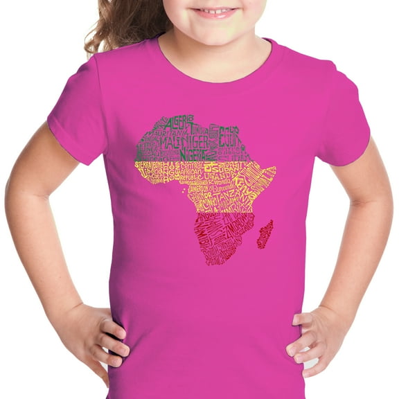 LA Pop Art Girl's Word Art T-shirt - Countries in Africa