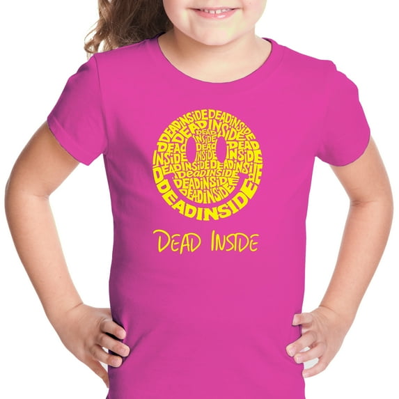 LA Pop Art Girl's Word Art T-shirt - Dead Inside Smile