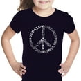 thumbnail image 1 of LA Pop Art Girl's Word Art T-shirt - Different Faiths peace sign, 1 of 2