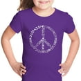 thumbnail image 1 of LA Pop Art Girl's Word Art T-shirt - Different Faiths peace sign, 1 of 2