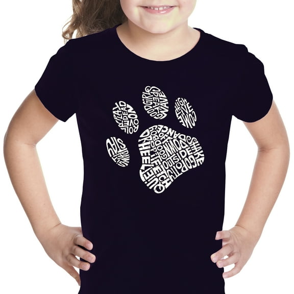 LA Pop Art Girl's Word Art T-shirt - Dog Paw