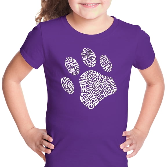 LA Pop Art Girl's Word Art T-shirt - Dog Paw