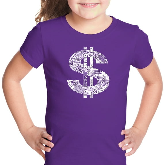 LA Pop Art Girl's Word Art T-shirt - Dollar Sign