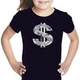 thumbnail image 1 of LA Pop Art Girl's Word Art T-shirt - Dollar Sign, 1 of 2