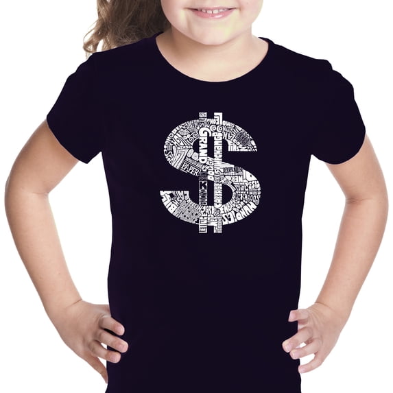 LA Pop Art Girl's Word Art T-shirt - Dollar Sign