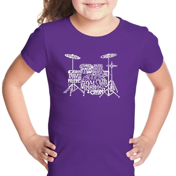 LA Pop Art Girl's Word Art T-shirt - Drums