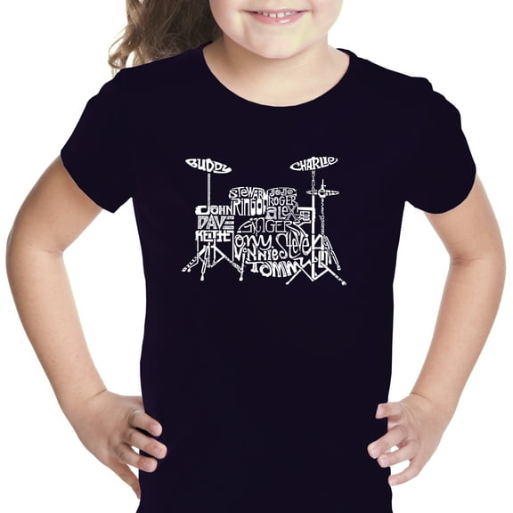 LA Pop Art Girl's Word Art T-shirt - Drums