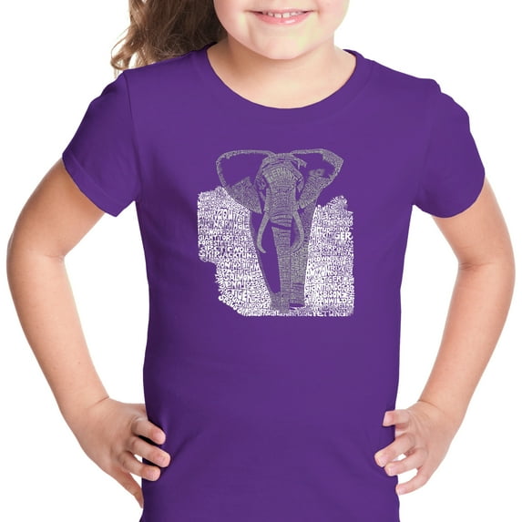 LA Pop Art Girl's Word Art T-shirt - ELEPHANT