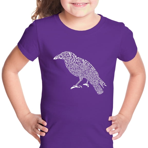 LA Pop Art Girl's Word Art T-shirt - Edgar Allen Poe's The Raven