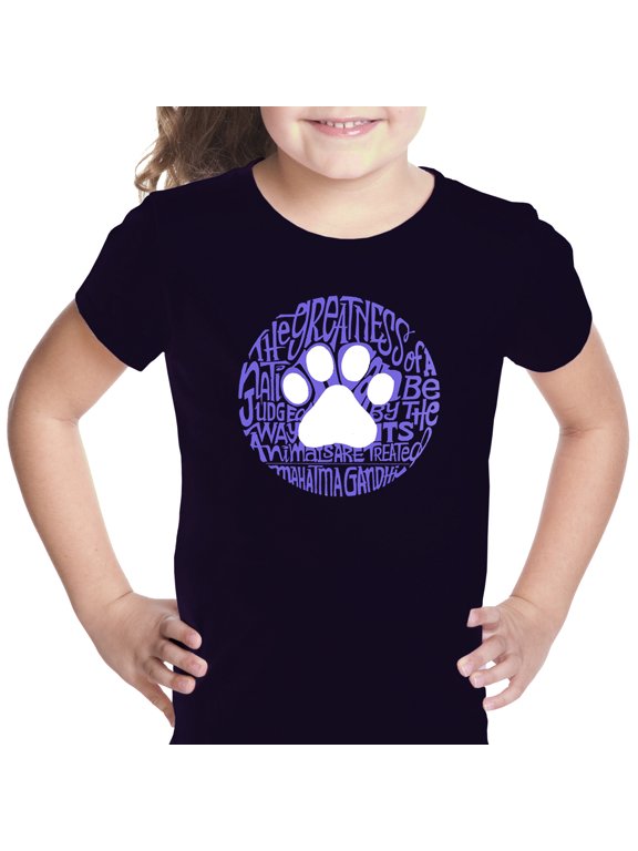 Girl's Word Art T-shirt - Gandhi's Quote on Animal Treatment