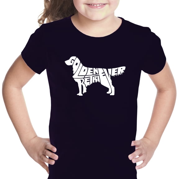 LA Pop Art Girl's Word Art T-shirt - Golden Retreiver