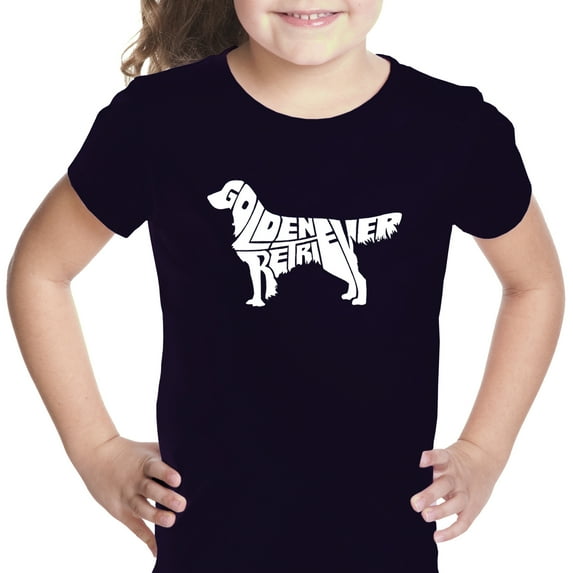 LA Pop Art Girl's Word Art T-shirt - Golden Retreiver