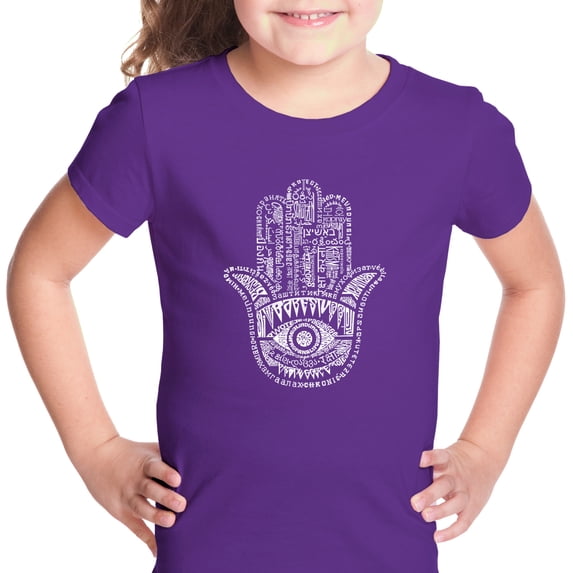 LA Pop Art Girl's Word Art T-shirt - Hamsa