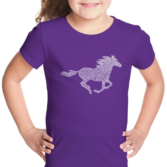 LA Pop Art Girl's Word Art T-shirt - Horse Breeds