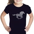 thumbnail image 1 of LA Pop Art Girl's Word Art T-shirt - Horse Breeds, 1 of 2