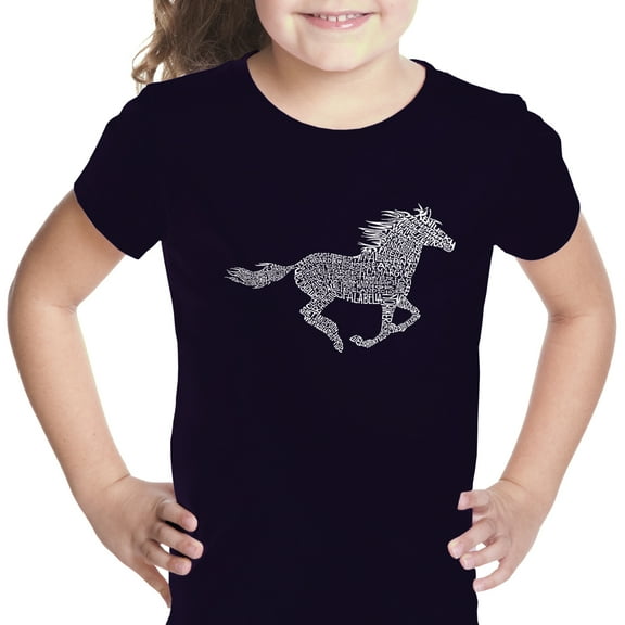 LA Pop Art Girl's Word Art T-shirt - Horse Breeds