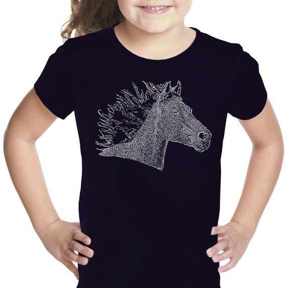 LA Pop Art Girl's Word Art T-shirt - Horse Mane