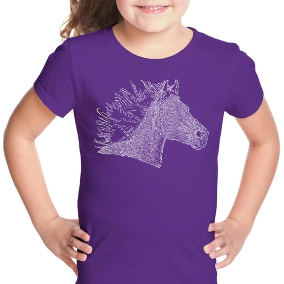 LA Pop Art Girl's Word Art T-shirt - Horse Mane