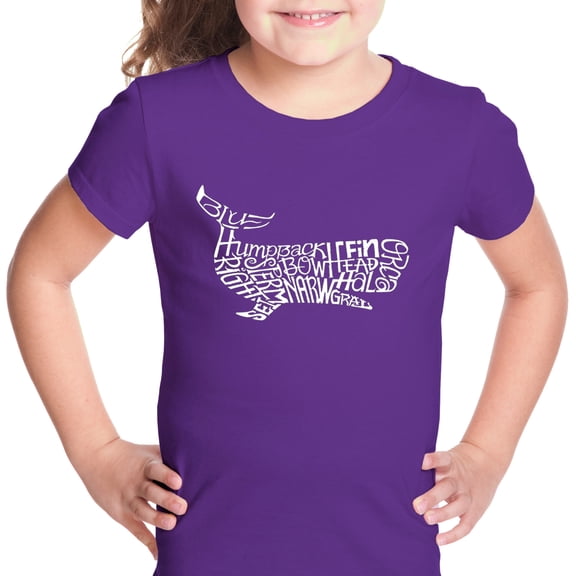 LA Pop Art Girl's Word Art T-shirt - Humpback Whale
