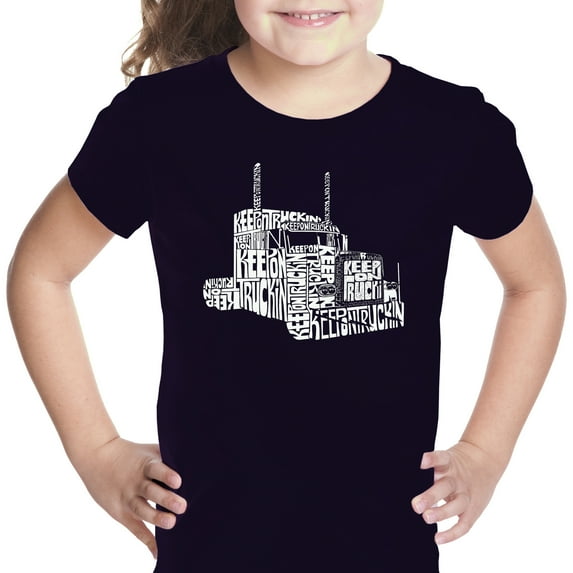 LA Pop Art Girl's Word Art T-shirt - KEEP ON TRUCKIN'