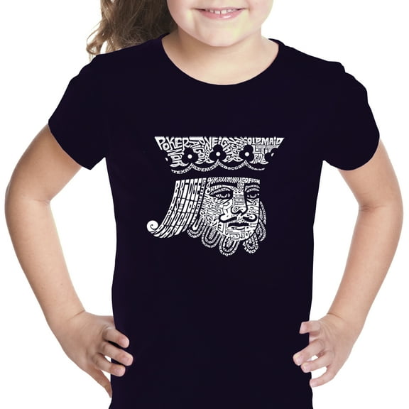 LA Pop Art Girl's Word Art T-shirt - King of Spades