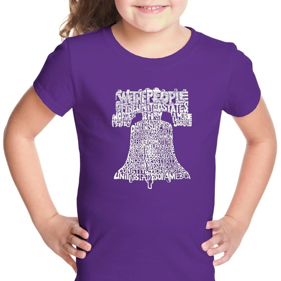 LA Pop Art Girl's Word Art T-shirt - Liberty Bell
