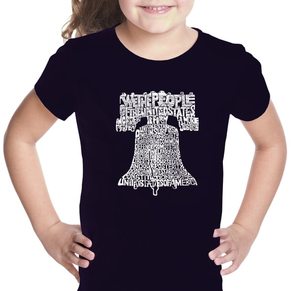LA Pop Art Girl's Word Art T-shirt - Liberty Bell