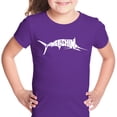 thumbnail image 1 of LA Pop Art Girl's Word Art T-shirt - Marlin - Gone Fishing, 1 of 2